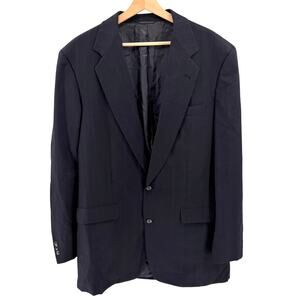 Vintage 80s Norman Hilton for Barneys Navy 100% Wool Pinstripe Blazer Jacket